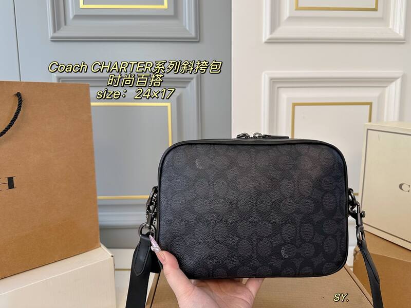 Coach Charter Black Signature Coated Canvas crossbody — AAA Quality Replica