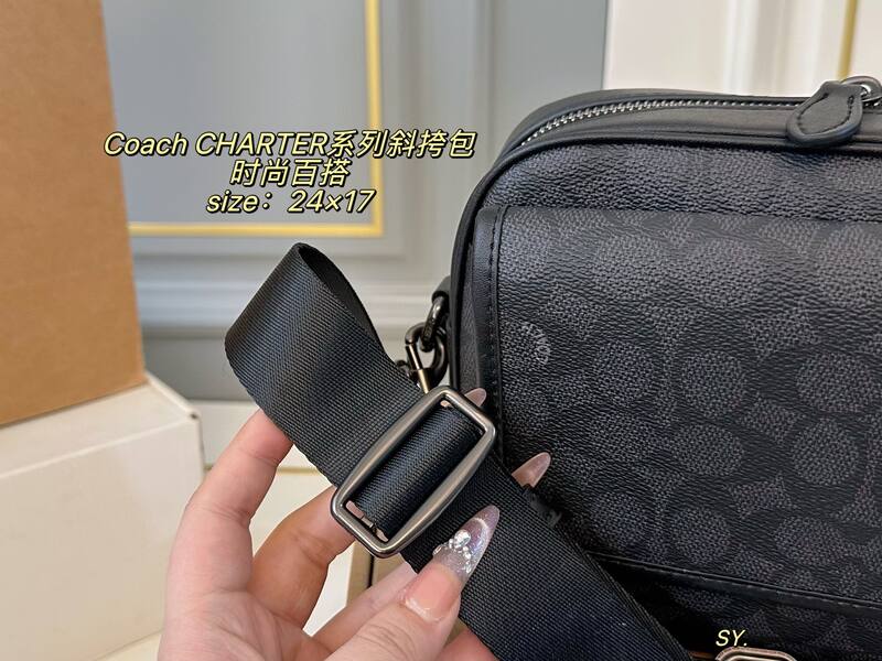 Coach Charter Black Signature Coated Canvas crossbody — AAA Quality Replica