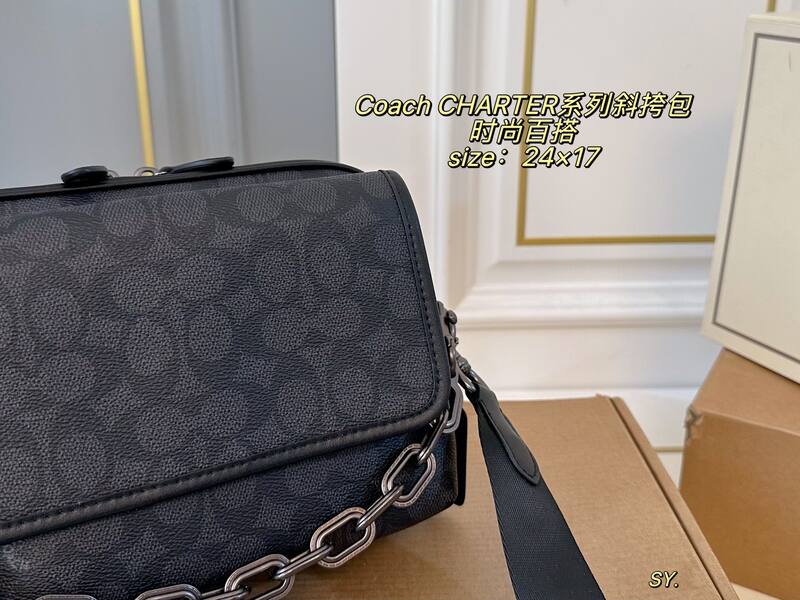 Coach Charter Black Signature Coated Canvas crossbody — AAA Quality Replica