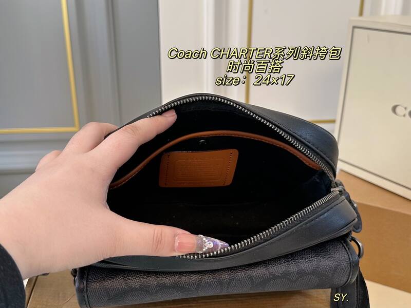 Coach Charter Black Signature Coated Canvas crossbody — AAA Quality Replica