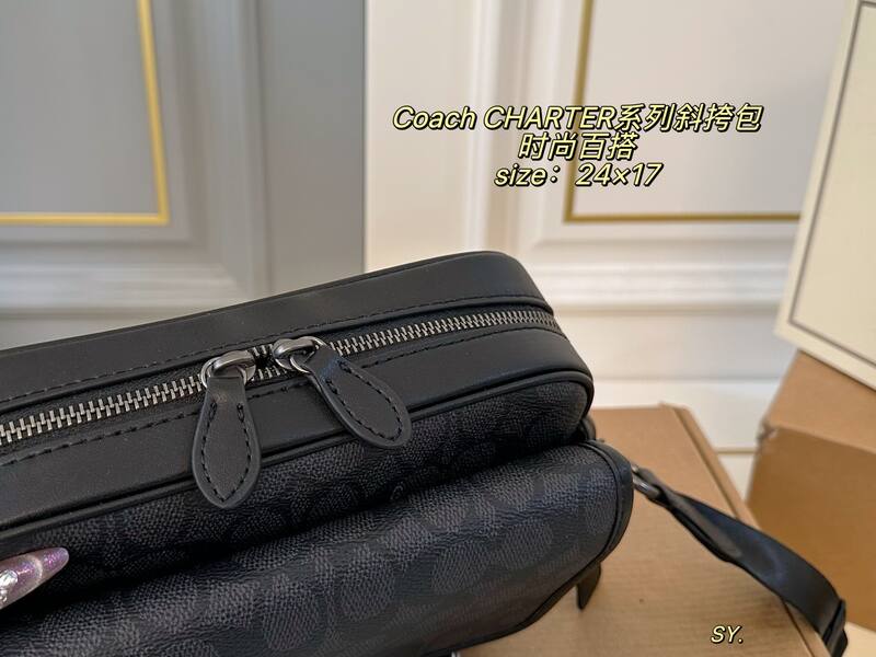 Coach Charter Black Signature Coated Canvas crossbody — AAA Quality Replica