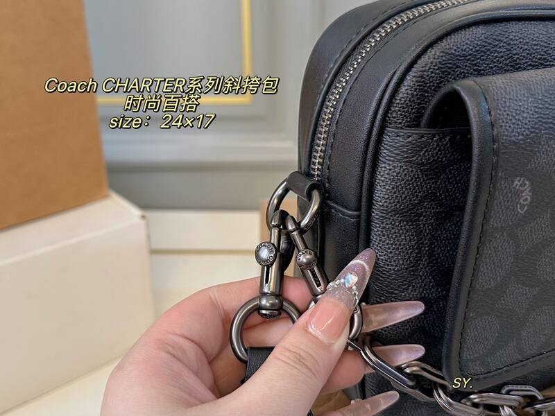 Coach Charter Black Signature Coated Canvas crossbody — AAA Quality Replica