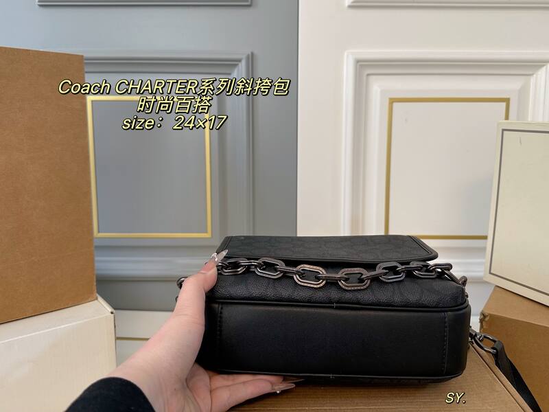 Coach Charter Black Signature Coated Canvas crossbody — AAA Quality Replica