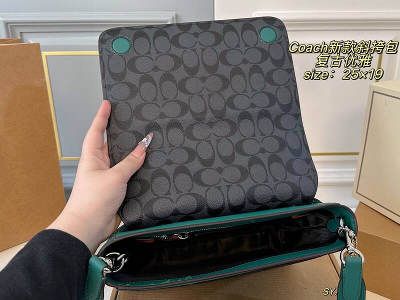 Coach Teal green crossgrain leather crossbody — Top Quality Replica