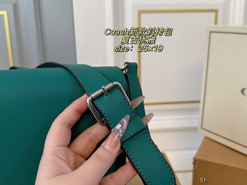 Coach Teal green crossgrain leather crossbody — Top Quality Replica