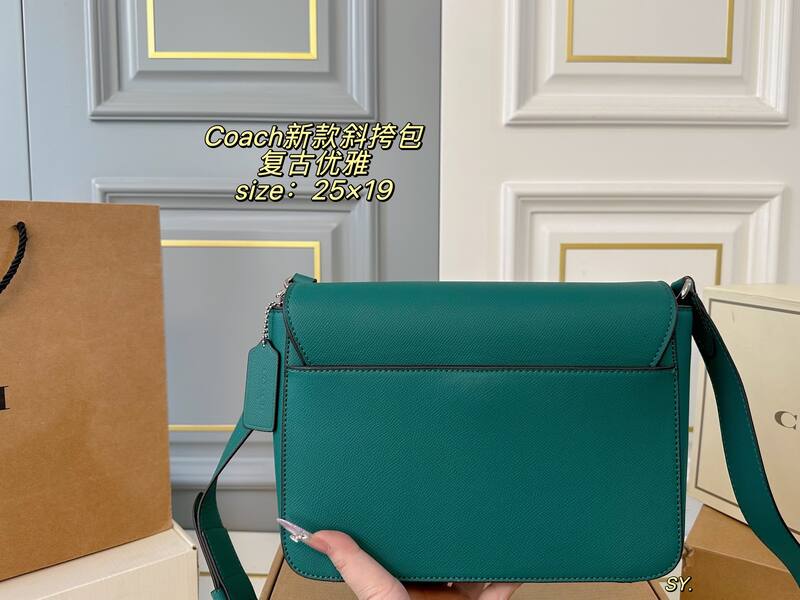 Coach Teal green crossgrain leather crossbody — Top Quality Replica