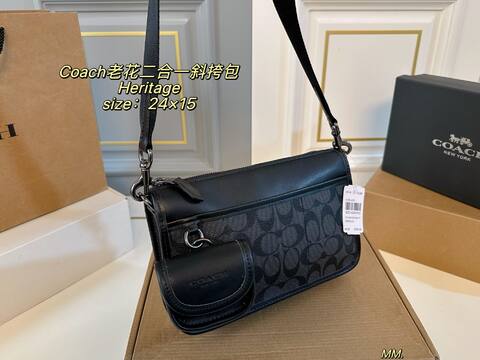 Coach Heritage Black Signature Coated Canvas 24x15cm crossbody Top Quality Replica