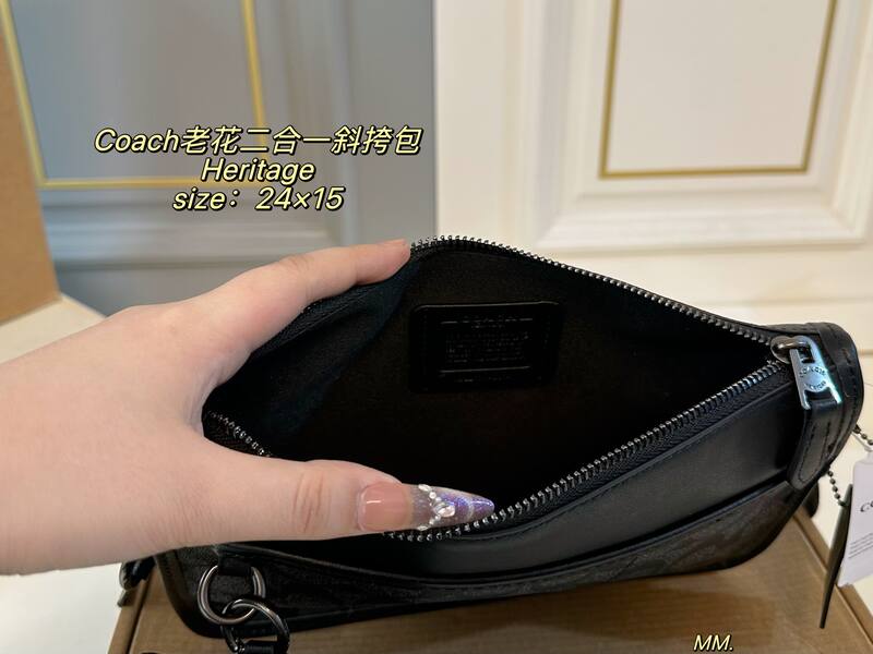 Coach Heritage Black Signature Coated Canvas crossbody — Top Quality Replica