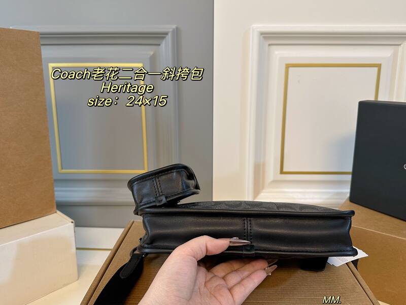 Coach Heritage Black Signature Coated Canvas crossbody — Top Quality Replica