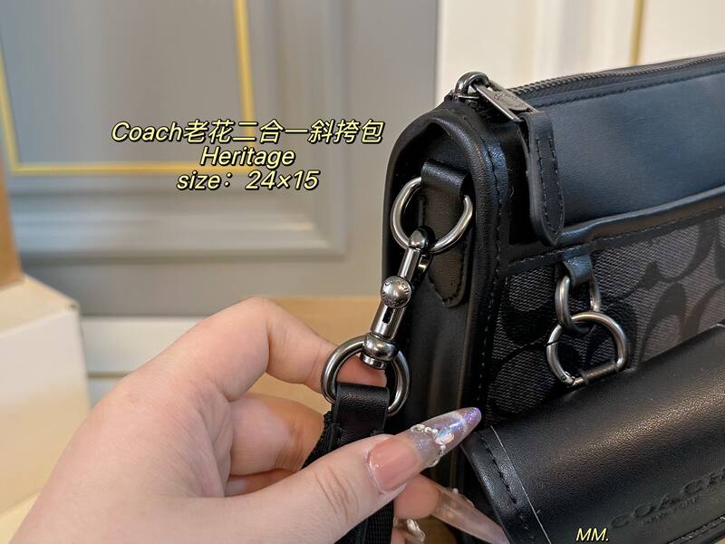 Coach Heritage Black Signature Coated Canvas crossbody — Top Quality Replica