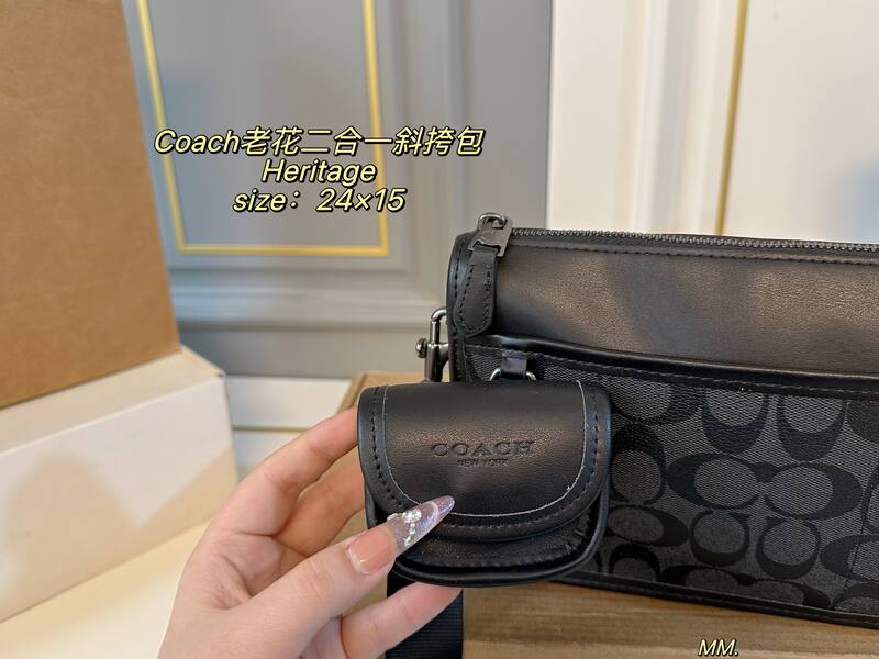 Coach Heritage Black Signature Coated Canvas crossbody — Top Quality Replica