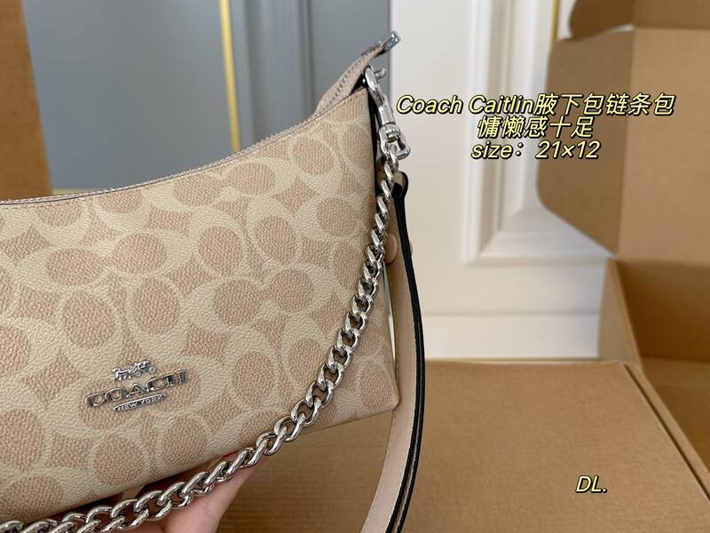 Coach Caitlin Beige Signature Coated Canvas shoulder — AAA Quality Replica