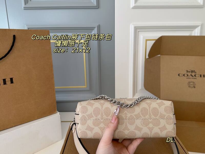 Coach Caitlin Beige Signature Coated Canvas shoulder — AAA Quality Replica