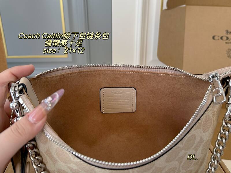 Coach Caitlin Beige Signature Coated Canvas shoulder — AAA Quality Replica