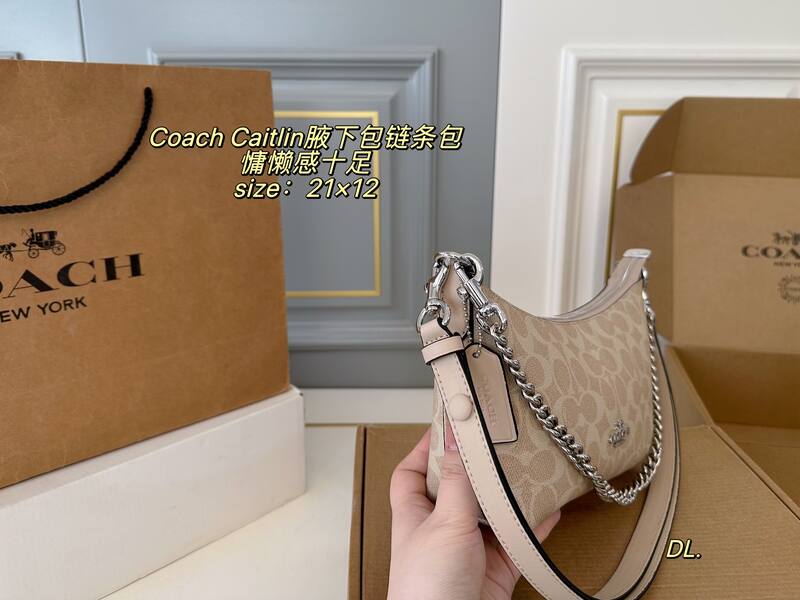 Coach Caitlin Beige Signature Coated Canvas shoulder — AAA Quality Replica