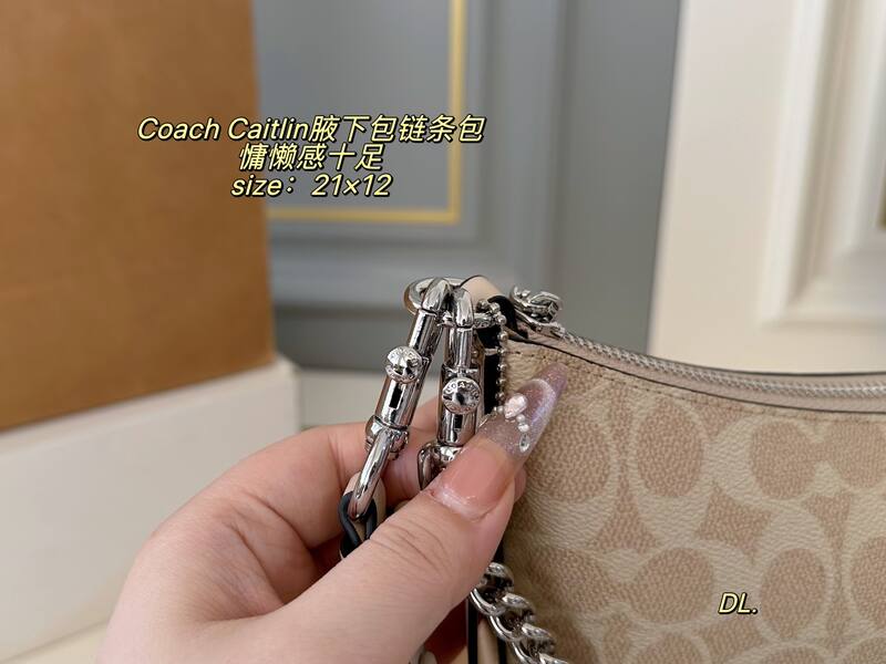 Coach Caitlin Beige Signature Coated Canvas shoulder — AAA Quality Replica