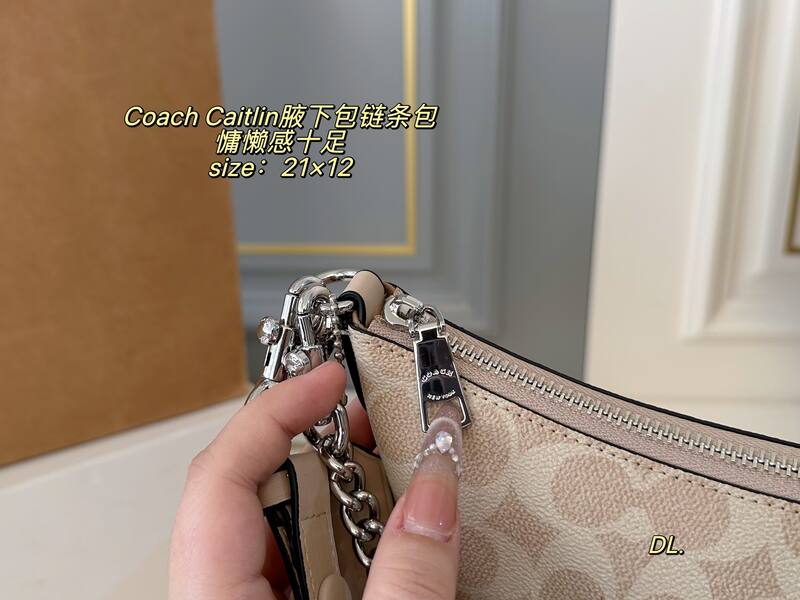 Coach Caitlin Beige Signature Coated Canvas shoulder — AAA Quality Replica