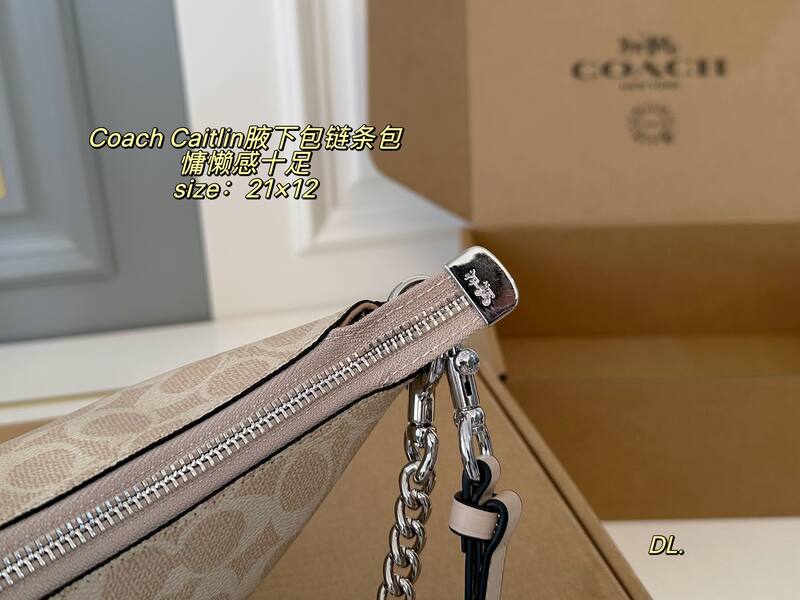 Coach Caitlin Beige Signature Coated Canvas shoulder — AAA Quality Replica