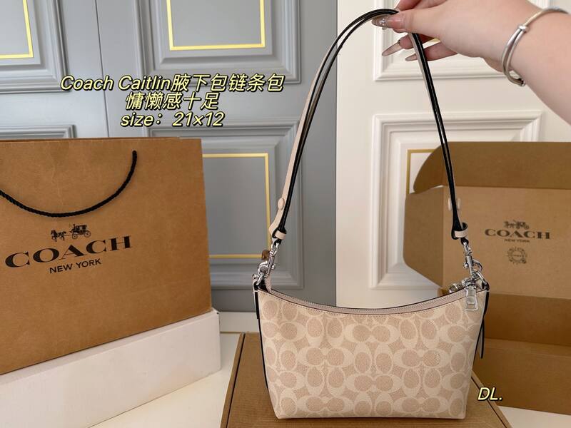 Coach Caitlin Beige Signature Coated Canvas shoulder — AAA Quality Replica