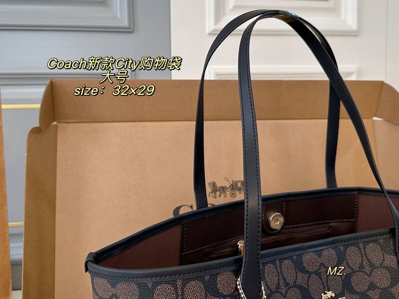 Coach City Signature Monogram Brown Black tote — Top Quality Replica