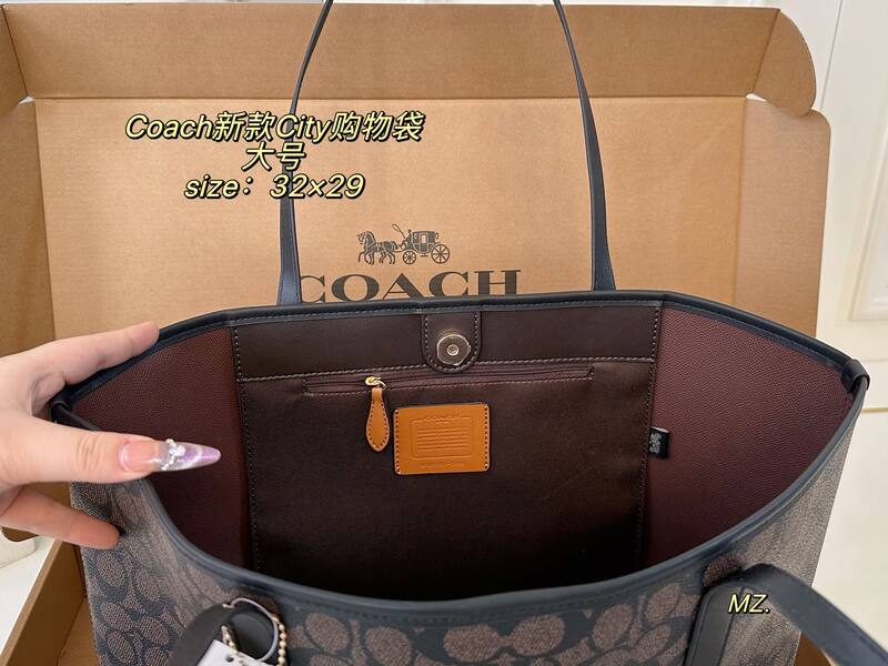Coach City Signature Monogram Brown Black tote — Top Quality Replica