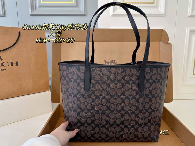 Coach City Signature Monogram Brown Black tote — Top Quality Replica