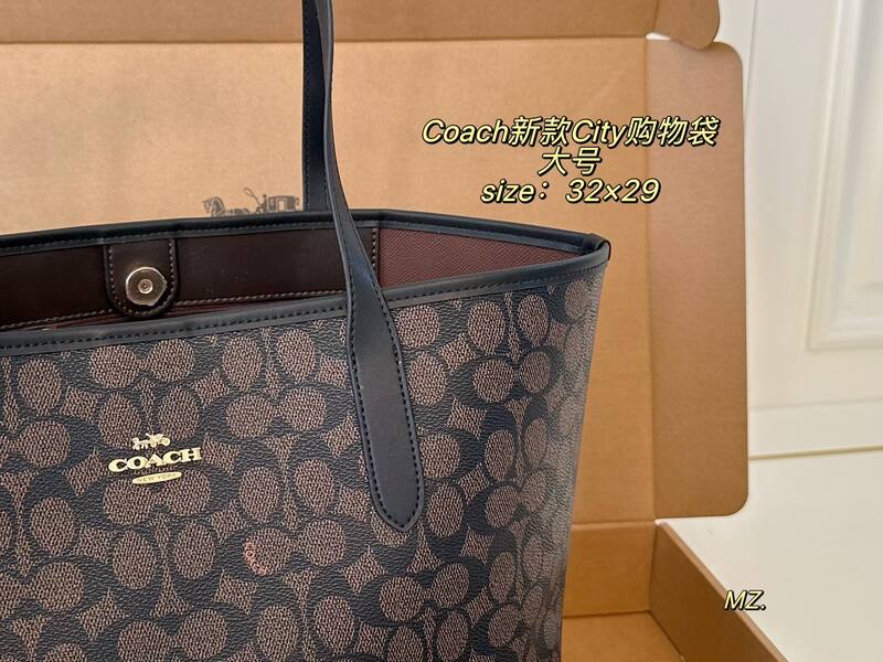Coach City Signature Monogram Brown Black tote — Top Quality Replica