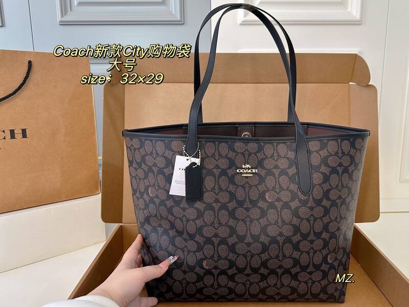 Coach City Signature Monogram Brown Black tote — Top Quality Replica