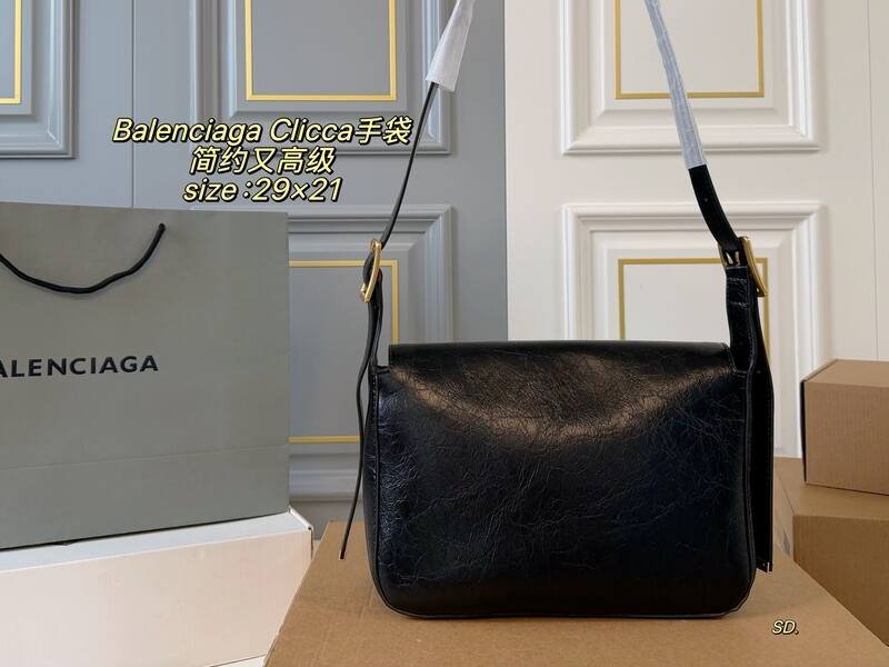 Balenciaga Clicca Black crinkled leather shoulder — 1:1 Replica