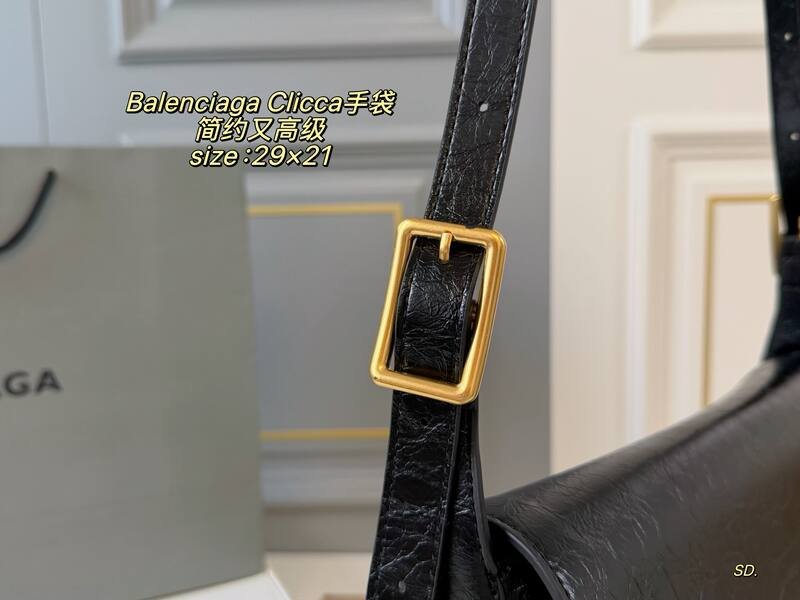 Balenciaga Clicca Black crinkled leather shoulder — 1:1 Replica