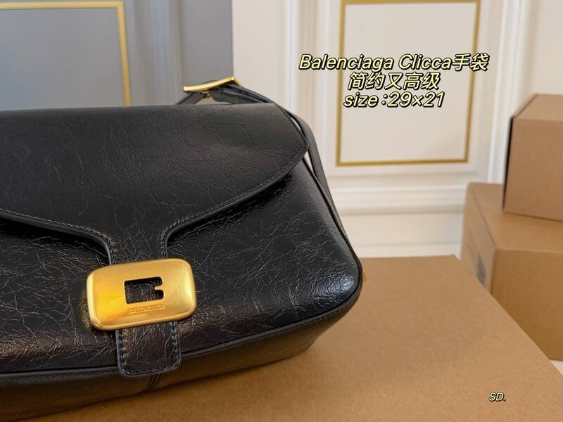 Balenciaga Clicca Black crinkled leather shoulder — 1:1 Replica
