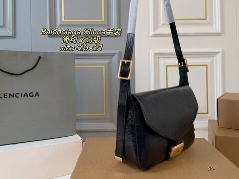 Balenciaga Clicca Black crinkled leather 29x21cm shoulder 1 1 Replica