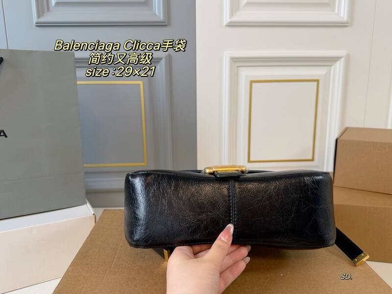 Balenciaga Clicca Black crinkled leather shoulder — 1:1 Replica