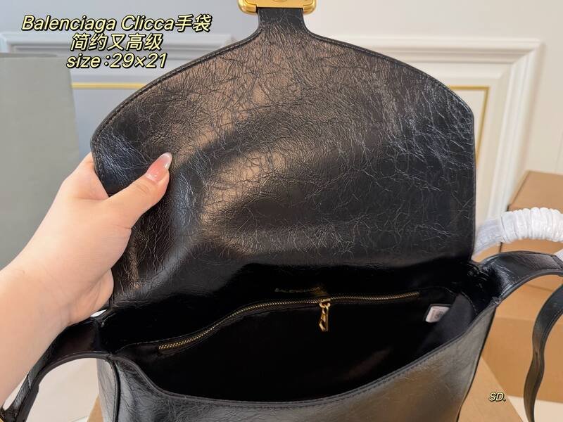 Balenciaga Clicca Black crinkled leather shoulder — 1:1 Replica
