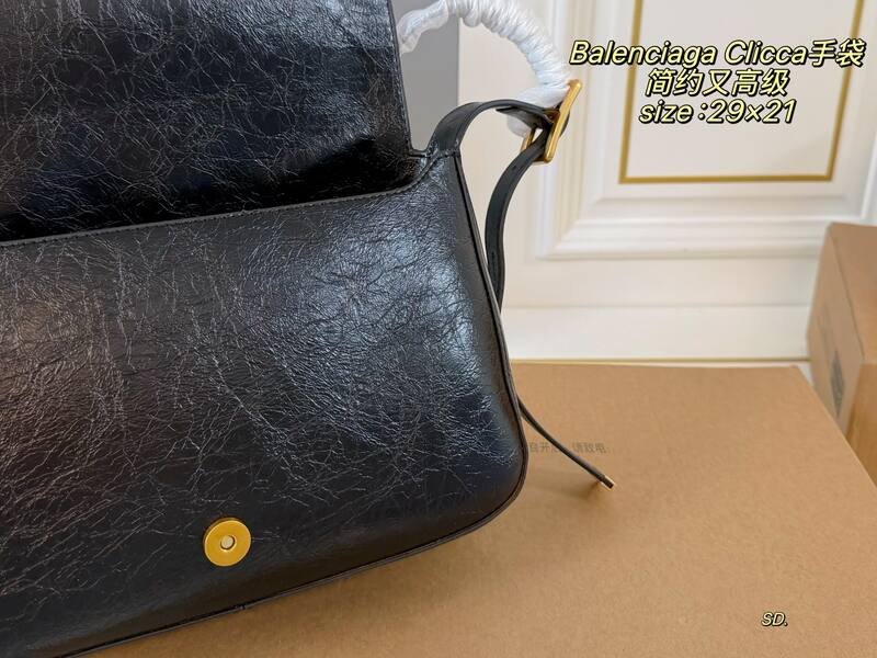 Balenciaga Clicca Black crinkled leather shoulder — 1:1 Replica