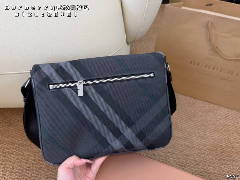 Burberry Charcoal Check 28×21cm crossbody — Premium Replica