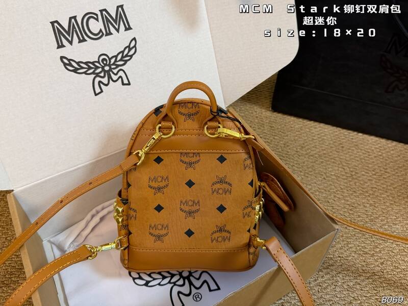 MCM Stark Cognac Visetos 18×20cm backpack — 1:1 Replica