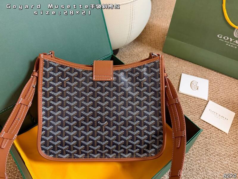 Goyard Musette Canvas with Brown Leather Trim crossbody — AAA Quality Replica