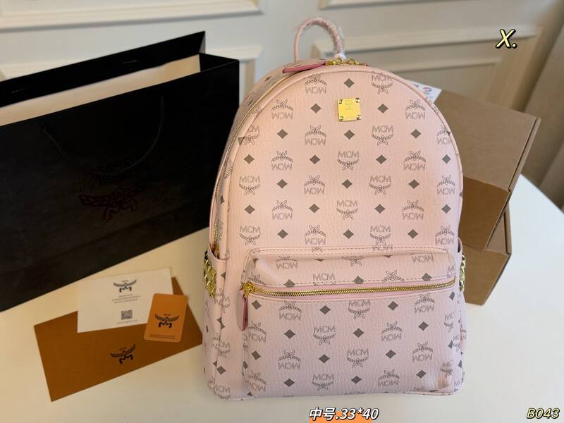 MCM Stark Cognac Visetos 33*40cm backpack — Premium Replica