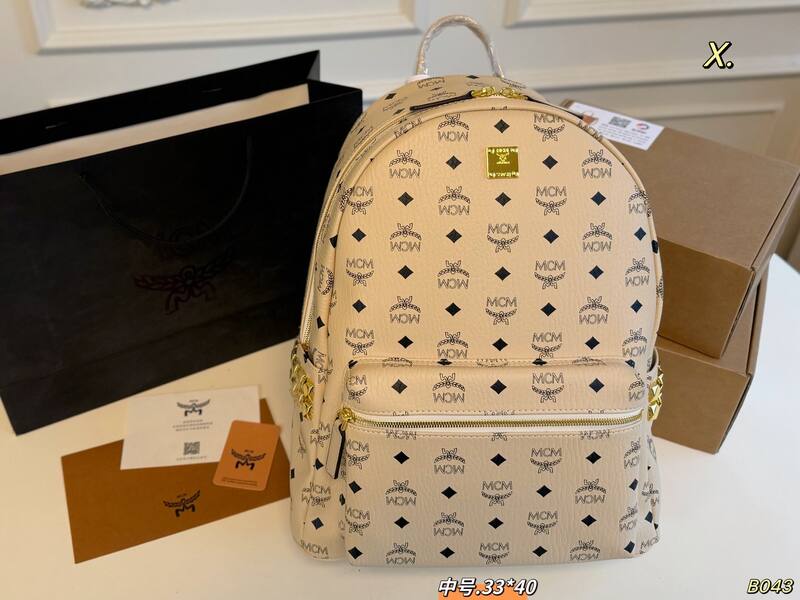 MCM Stark Cognac Visetos 33*40cm backpack — Premium Replica