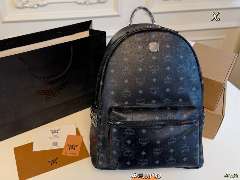 MCM Stark Cognac Visetos 33*40cm backpack — Premium Replica