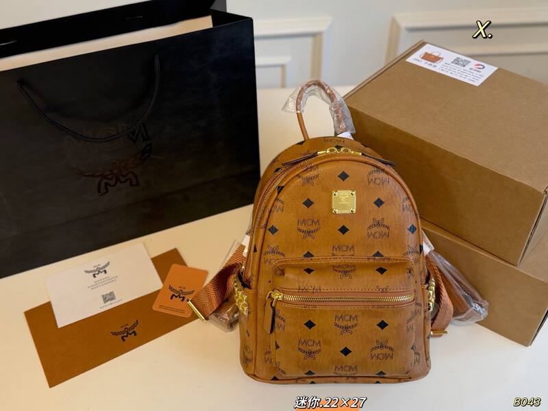 MCM Stark White Visetos mini backpack — Top Quality Replica