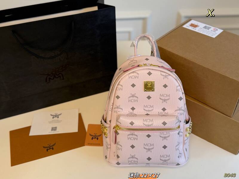 MCM Stark White Visetos mini backpack — Top Quality Replica