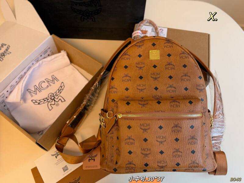 MCM Stark Cognac Visetos 30*37cm backpack — 1:1 Replica