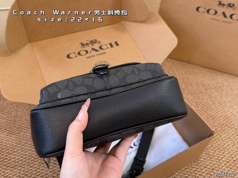 Coach Warner Black Signature Coated Canvas crossbody — AAA Quality Replica
