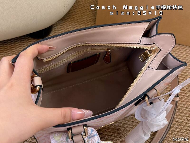 Coach Maggie Pastel gradient signature coated canvas with beige leather trim tote — AAA Quality Replica