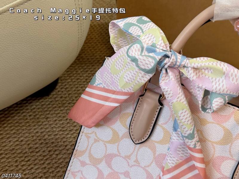 Coach Maggie Pastel gradient signature coated canvas with beige leather trim tote — AAA Quality Replica