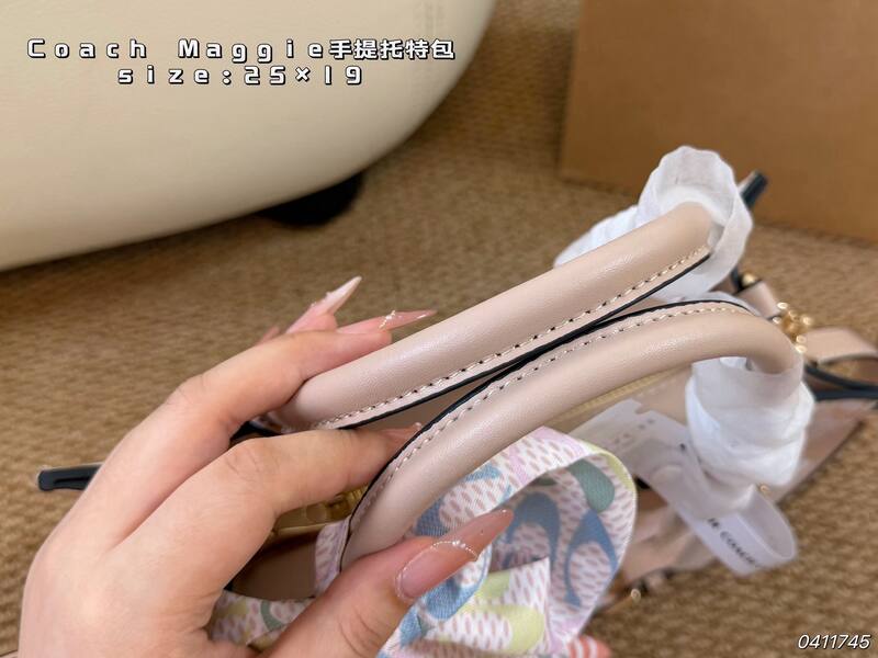 Coach Maggie Pastel gradient signature coated canvas with beige leather trim tote — AAA Quality Replica