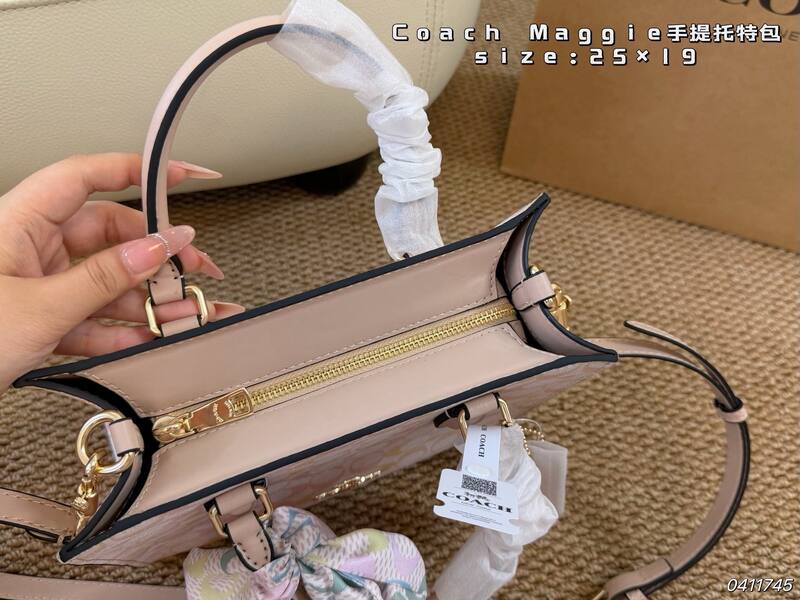 Coach Maggie Pastel gradient signature coated canvas with beige leather trim tote — AAA Quality Replica