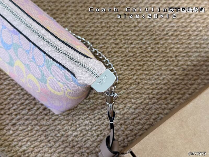Coach Caitlin Pastel rainbow signature monogram on pink base crossbody — Premium Replica